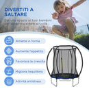Trampolino Tappeto Elastico per Bambini Ø225x235 cm in Acciaio e PVC Nero e Blu