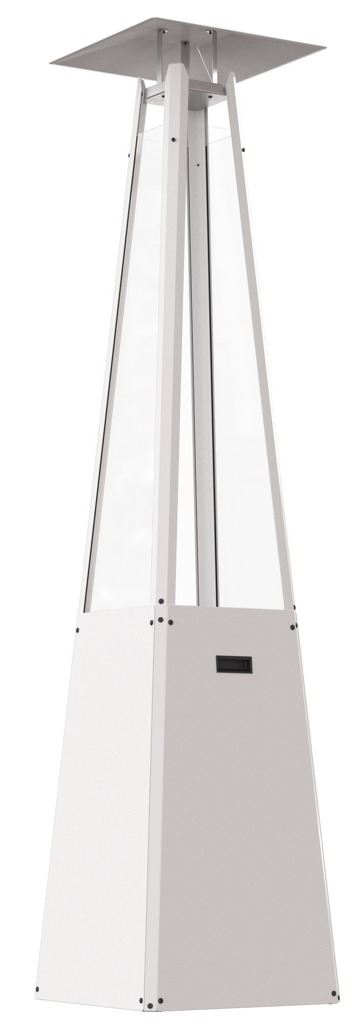 Stufa a Piramide Gas Gpl da Esterno con Vetro in Acciaio Flig Memphis Bianca