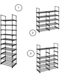 Scarpiera 10 Ripiani Modulabili 45x30x174 cm in Metallo Nera