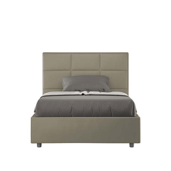 sconto Letto 1 Piazza E Mezzo Imbottito in Similpelle Mika Cappuccino Varie Misure