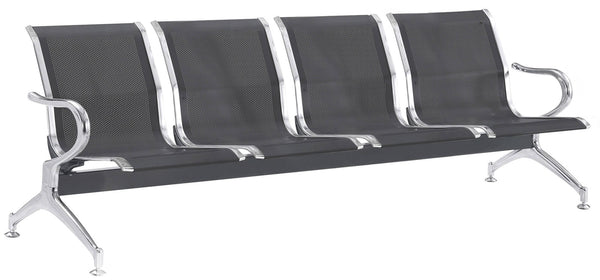 Panca per Sala Attesa 4 Posti in Acciaio da Ufficio Tosini Nero