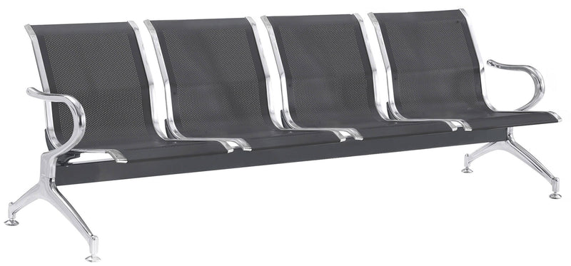 Panca per Sala Attesa 4 Posti in Acciaio da Ufficio Tosini Nero