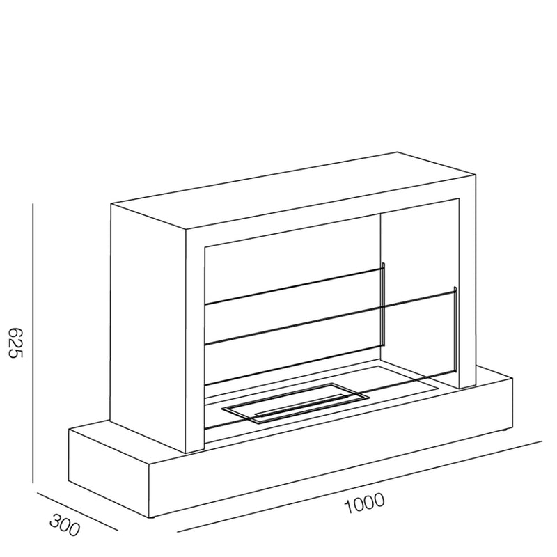 Camino a Bioetanolo da Pavimento 100x30x62,5 cm 2500W 1,5L Roma Nero 