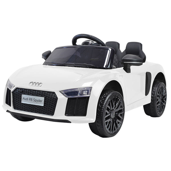 acquista Véhicule électrique porteur pour enfants 12V sous licence Audi R8 Spyder Blanc
