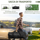 Tenda da Campeggio 555x225x190 cm per 4-6 Persone con 2 Camere Grigio e Verde   