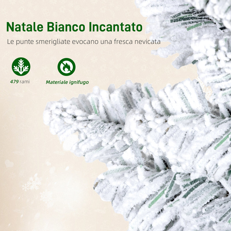 Albero di Natale Innevato 180 cm 479 Rami con 180 Luci LED Colorate Verde e Bianco      