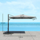 Ombrellone a Sbalzo con Manovella 365x297x256 cm con Base a Croce Grigio Chiaro   
