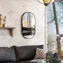 Specchio per Bagno Ovale a 3 Ganci 40x70x3 cm in Lega di Alluminio e Vetro Nero