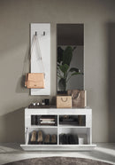 Set Ingresso Mobile 1 Anta a Ribalta Appendiabiti 91x36x165 cm e Specchio 50x110 cm Linea Basic Bianco Lucido