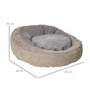 Cuccia Imbottita per Cani e Gatti 85x85x35 cm in Tessuto Grigio