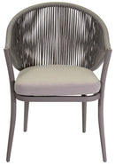 Set da Giardino Tavolo e 6 Sedie in Alluminio e Corda Renton Grigio