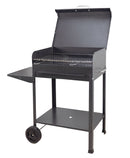 Barbecue a Carbone Vanessa 50x40x90h cm con Coperchio e Ruote Struttura in Acciaio Nero  