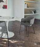 Set 2 Sedie Medea 53x60x78 cm in Tessuto Easy-Clean Bouclé Grigio Chiaro      