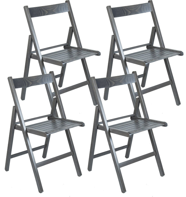 Lot de 4 Chaises Pliantes 47,5x42,5x45/79 cm en Bois de Hêtre FSC Gris prezzo