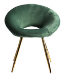 Poltrona 66x61x76 cm in Tessuto Vellultato Oro/Verde Scuro