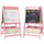 Lavagna per Bambini 3 in 1 54x46x94 cm con Cavalletto Rotolo di Carta e 2 Cestelli in Legno Rosa