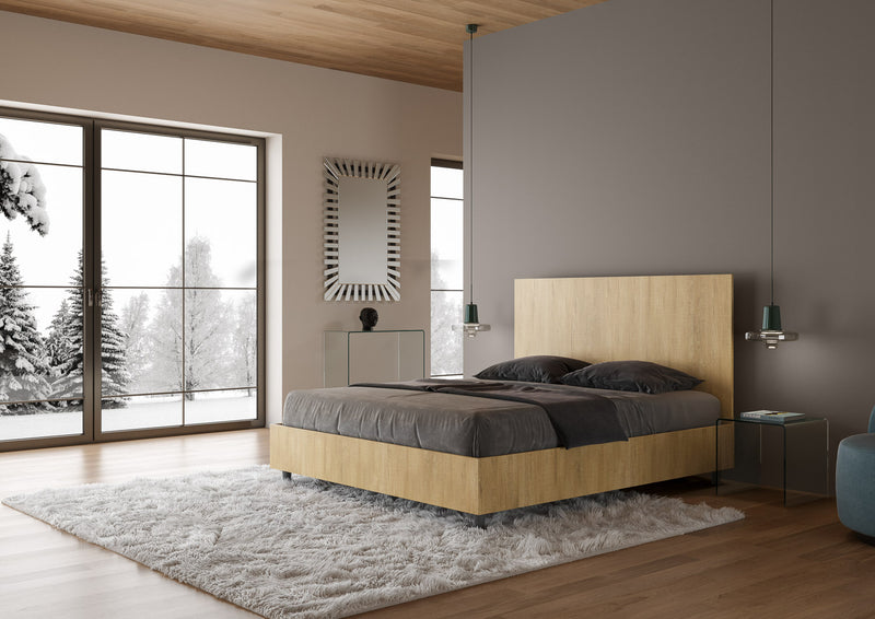 Letto Matrimoniale con Alzata Comoda Testata Dritta New Egos Quercia Varie Misure