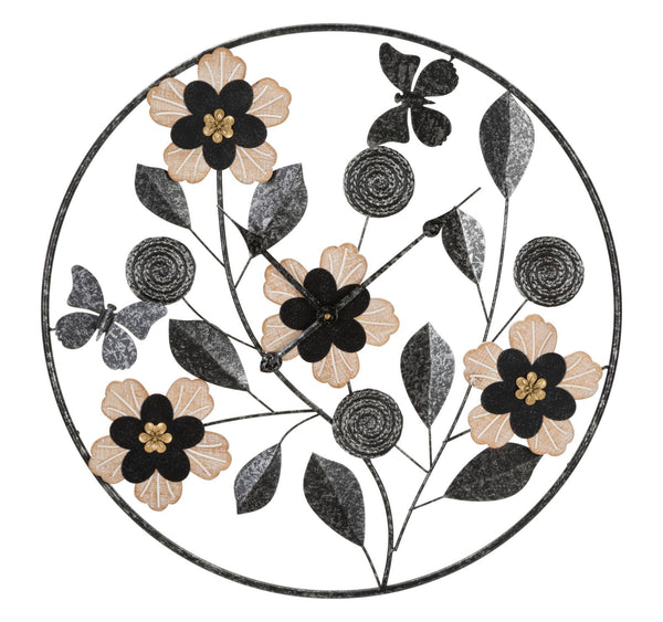 sconto Orologio da Muro Divaker Ø5,5x67 cm in Ferro e MDF Marrone e Nero