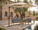 Ombrellone da Giardino Decentrato 2,5x2,5m Palo in Alluminio Effetto Legno Tessuto Poliestere Trend Wood Ecru