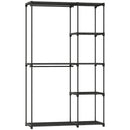 Armadio Guardaroba Portatile con 2 Aste e 6 Ripiani 111x43x185 cm in Tessuto Plastica e Acciaio Nero      