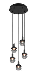 Lampada a Sospensione da Interno Attacco E14 in Metallo Nero e Oro