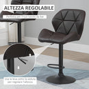 Set 2 Sgabelli da Bar 51,5x57,5x93-114,5 cm in Similpelle Marrone