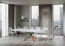 Tavolo Allungabile 120/380x90 cm Volantis Premium Bianco Frassino Gambe Multicolore 4/B      