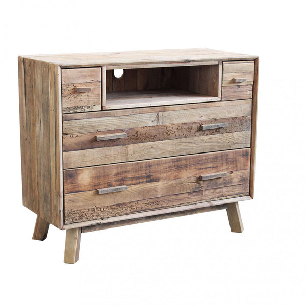 Commode Nelson 110x48x92 h cm en pin recyclé marron sconto