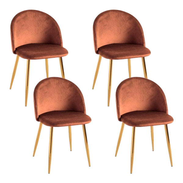 Set 4 Sedie Imbottite 38x43x74 cm in Vellluto Velvet Bronzo e Oro acquista