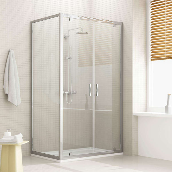 prezzo Cabine de douche d'angle 80x90 cm 2 portes battantes en cristal transparent 6 mm H198 Fosterberg Aalborg Duo