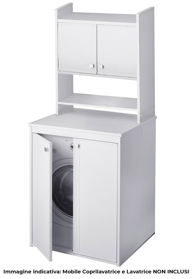 Scaffale Sopra Lavatrice da Appoggio Salvaspazio 65x79x26,5 cm in PVC Bianco