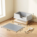 Lettiera per Gatti XL Fino a 8 kg 60x40x30 cm con Tappetino Vassoio e Paletta in Acciaio Inox e PP Grigio Chiaro      