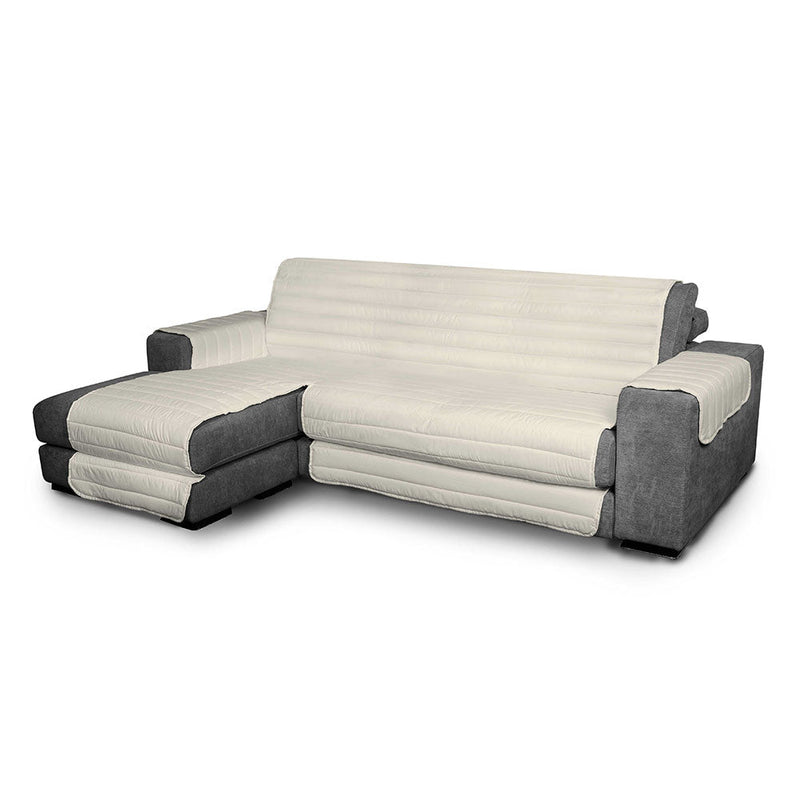 Copridivano Trapuntato in Microfibra con Penisola Sinistra Panna