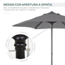 Ombrellone da Giardino Ø196x204H cm a 6 Stecche Grigio Scuro  