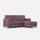 Canapé 3 places avec pouf 198x155x85 cm Karay en tissu prune