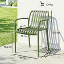 Set 4 Sedie da Esterno Impilabili 55x58,5x81,5 cm Sedie da Pranzo con Schienale Curvo Seduta a Doghe e Braccioli in PP Verde      