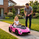 Macchina Elettrica Bambini 3-6 Anni 12V Licenza Lamborghini Autentica con 2 Motori Porta a Forbice Sospensioni Rosa      