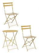 Set Tavolino e 2 Sedie da Giardino Bistrot Wissant Ocra