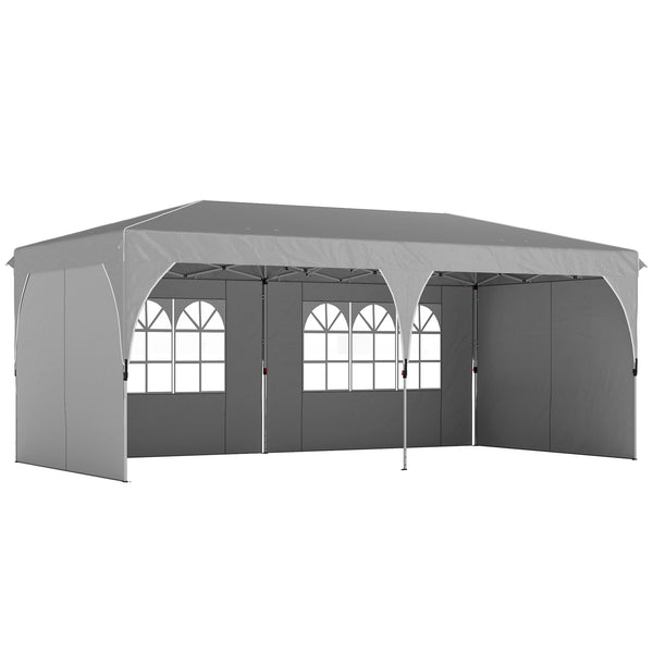 Gazebo Pieghevole 3x6 m con Pareti e Altezza Regolabile Protezione UV 50+ Grigio Chiaro prezzo