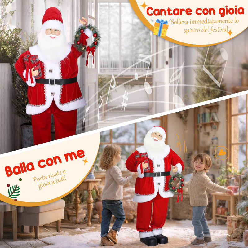 Babbo Natale Animato Alto 120 cm Canta e Balla con Attivazione Sonora Rosso      