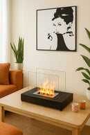 Camino a Bioetanolo da Tavolo Eaak 60x20x35,5 cm Bruciatore da 1,5 L Nero      