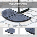 Set 2 Pesi per Ombrellone a Base a Croce 66x47x4,2 cm da 28 kg Totali Design a Ventaglio in Colofonia Bronzo 