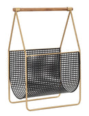 Porta Giornali Fashion 37x23x54,5 cm Legno di Abete e in Ferro Nero e Oro