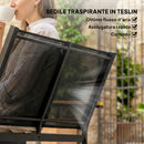 Set 4 Pezzi Salotto da Giardino con Tavolino da Caffè in Vetro Temperato e 3 Sedute in Tessuto Texteline Nero      