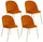 Set 4 Chaises Rembourrées 49x52x79 cm en Velours Orange et Doré