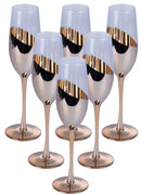 Set 6 Bicchieri da Champagne Chic Flûte in Vetro VdE Tivoli 1996 Trasparente e Bronze