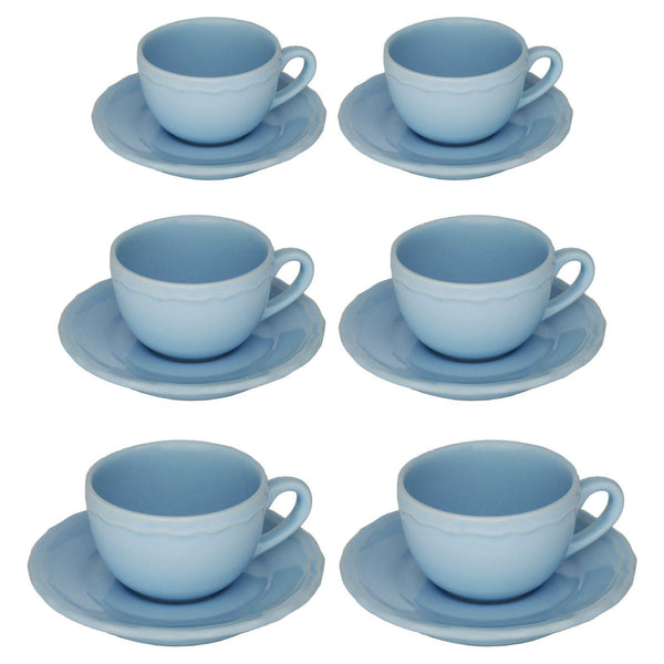 Set 6 Tazzine da Caffè con Piattino Ø7,5xh5 cm in Gres Porcellanato Juliet Azzurro Pastello online
