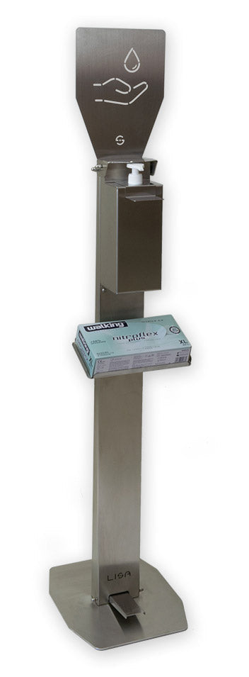 Support à pédale en acier de luxe Lisa avec distributeur de désinfectant pour les mains sconto