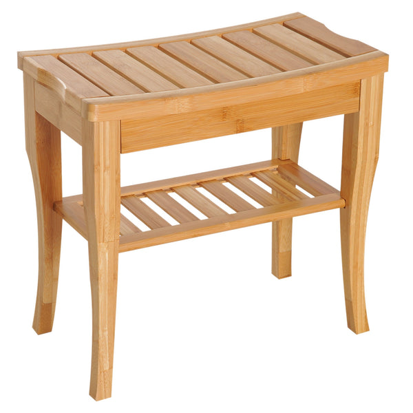 online Tabouret avec étagère de rangement en bambou naturel