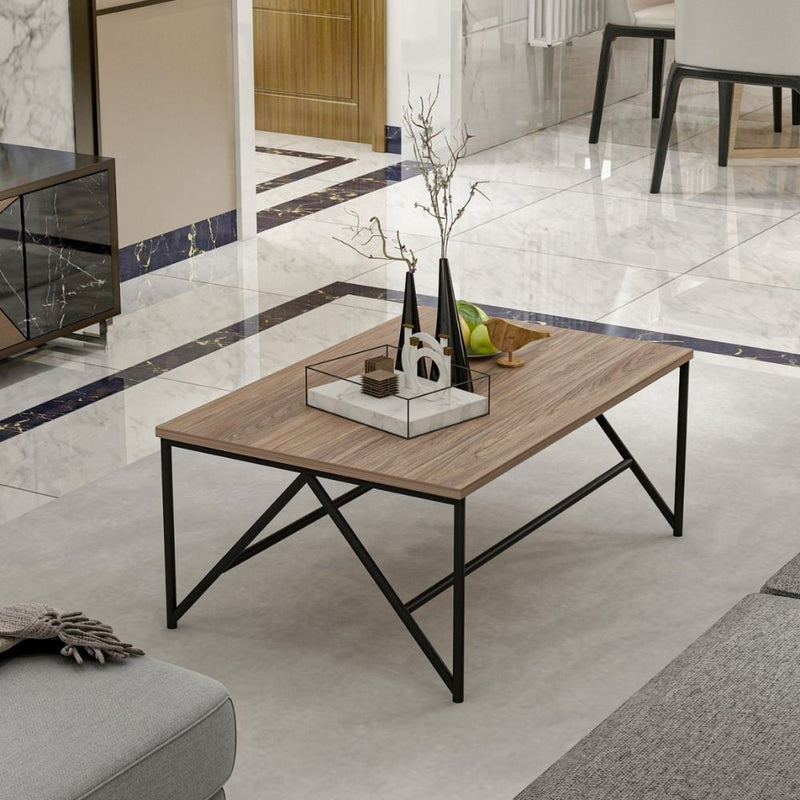 Tavolino basso da salotto 90x60x38 cm Hayesnero e noce